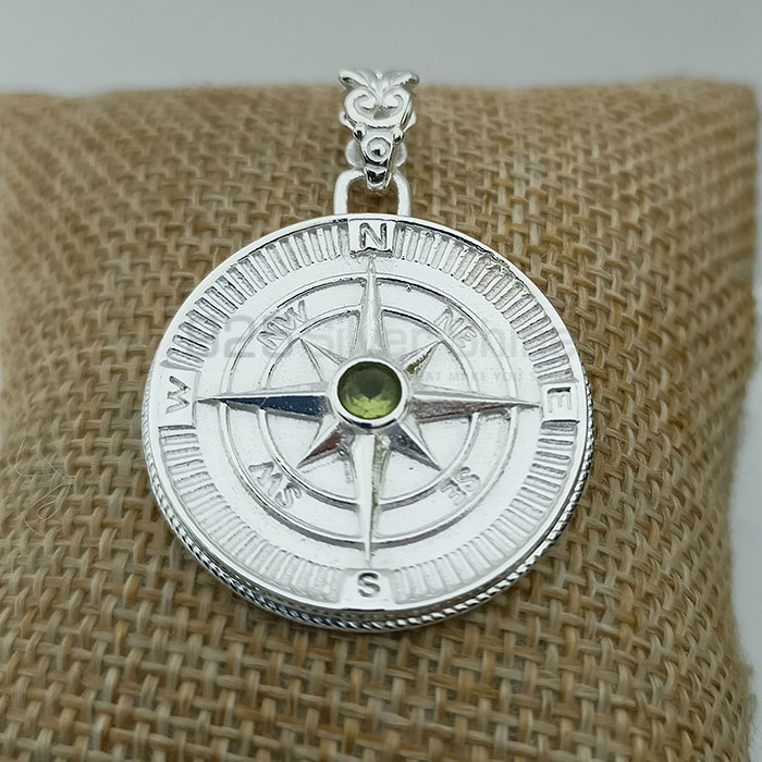 Sterling Silver Compass Pendant In Faceted Gemstone 925NSP25