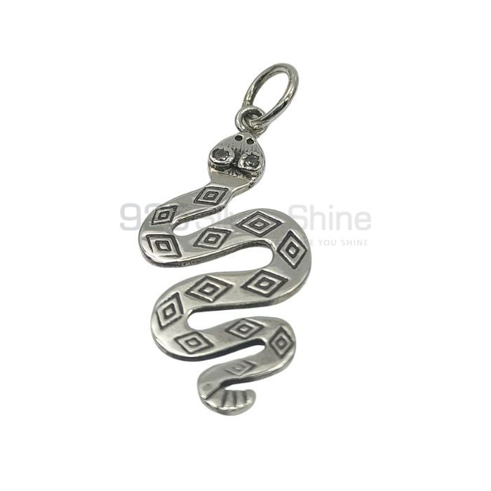 Sterling Silver Snake Pendant In CZ Gemstone 925NSP04_1