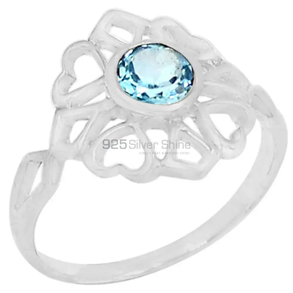 Stunning Blue Topaz Semi Precious Gemstone Ring In 925 Silver 925SR091-7_0