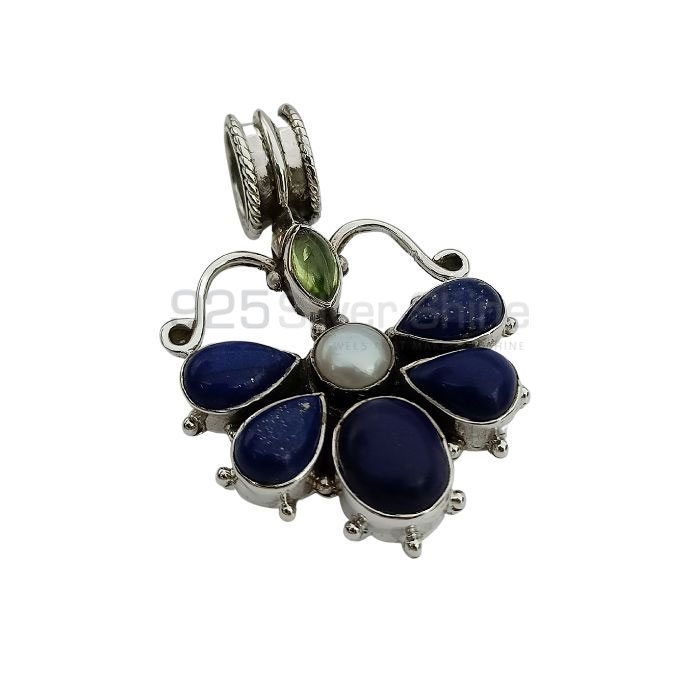 Stunning Multi Stone Pendant In Sterling Silver Jewelry 925NSP21_0