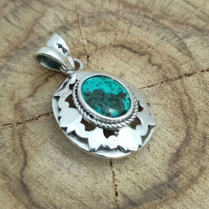 Stunning Natural Turquoise Gemstone Pendant In Sterling Silver 925NSP30_1