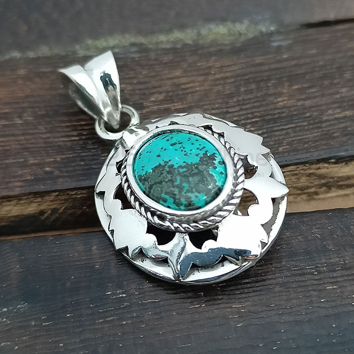 Stunning Natural Turquoise Gemstone Pendant In Sterling Silver 925NSP30
