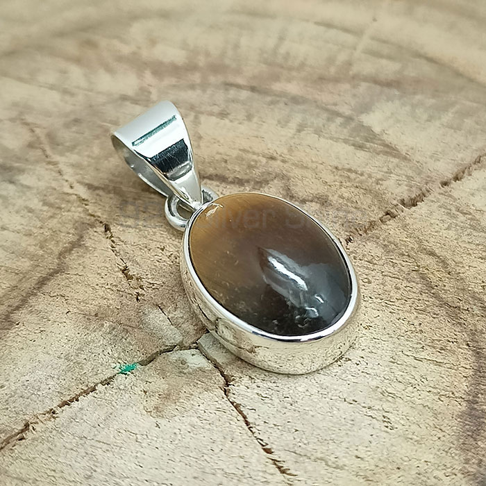 Tiger's Eye Gemstone Pendant In 925 Sterling Silver 925NSP10_4