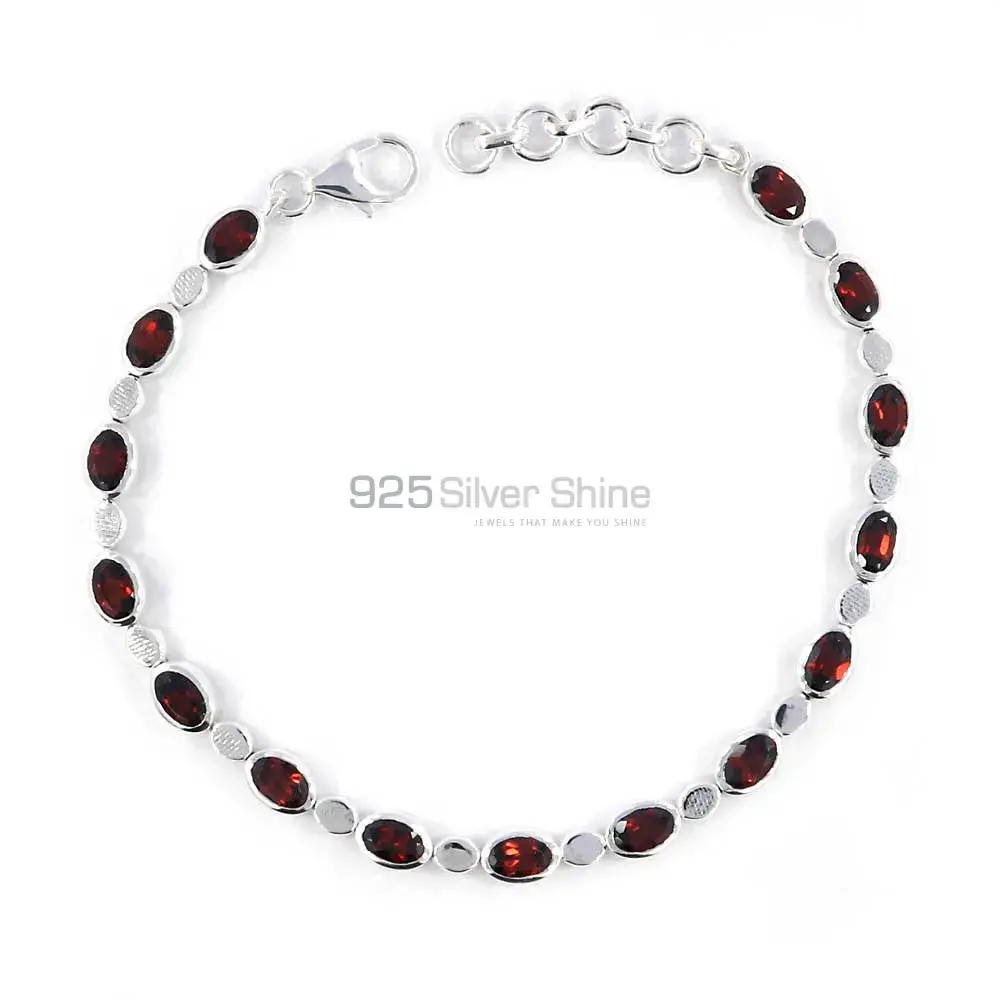925 Fine Silver Bracelets In Garnet Gemstone Jewelry 925SB119