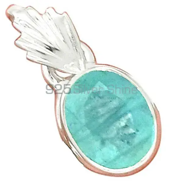 925 Solid Silver Pendants In Blue Topaz Gemstone Jewelry 925SP156_0