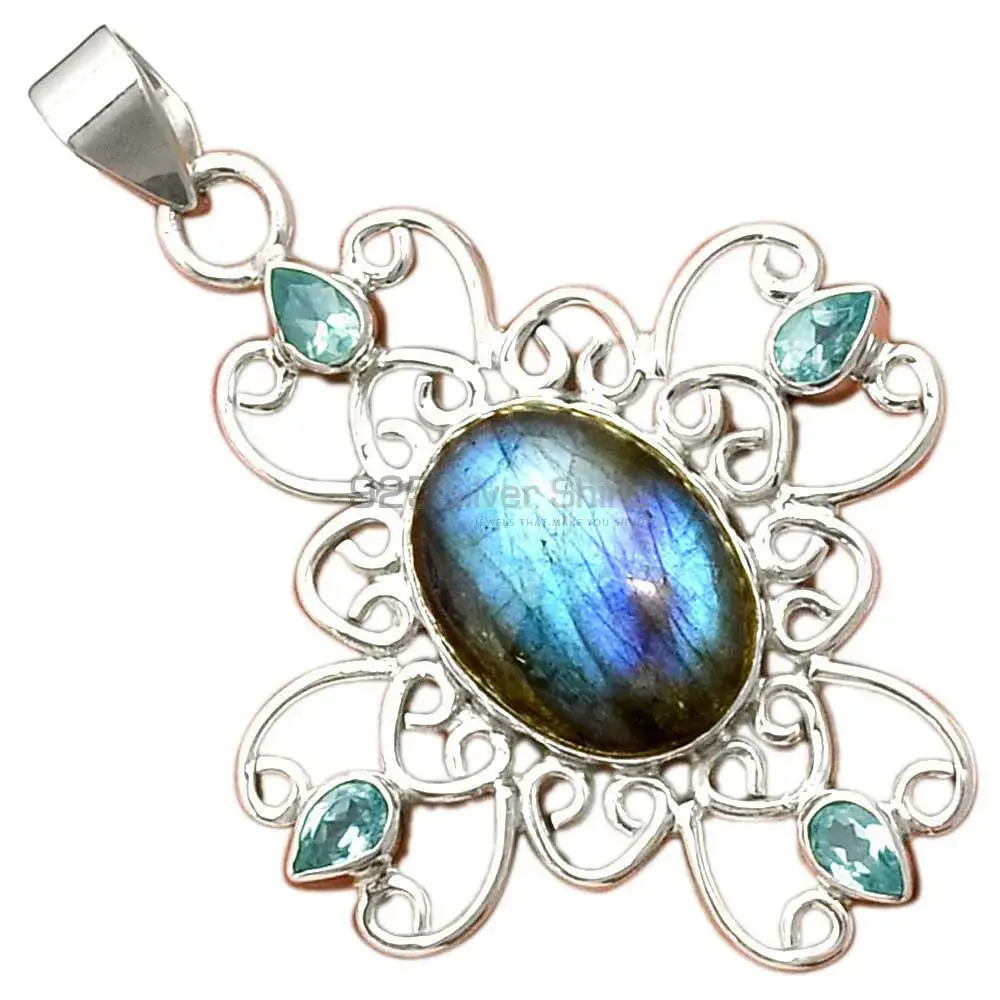925 Solid Silver Pendants In Multi Gemstone Jewelry 925SP097-4_0