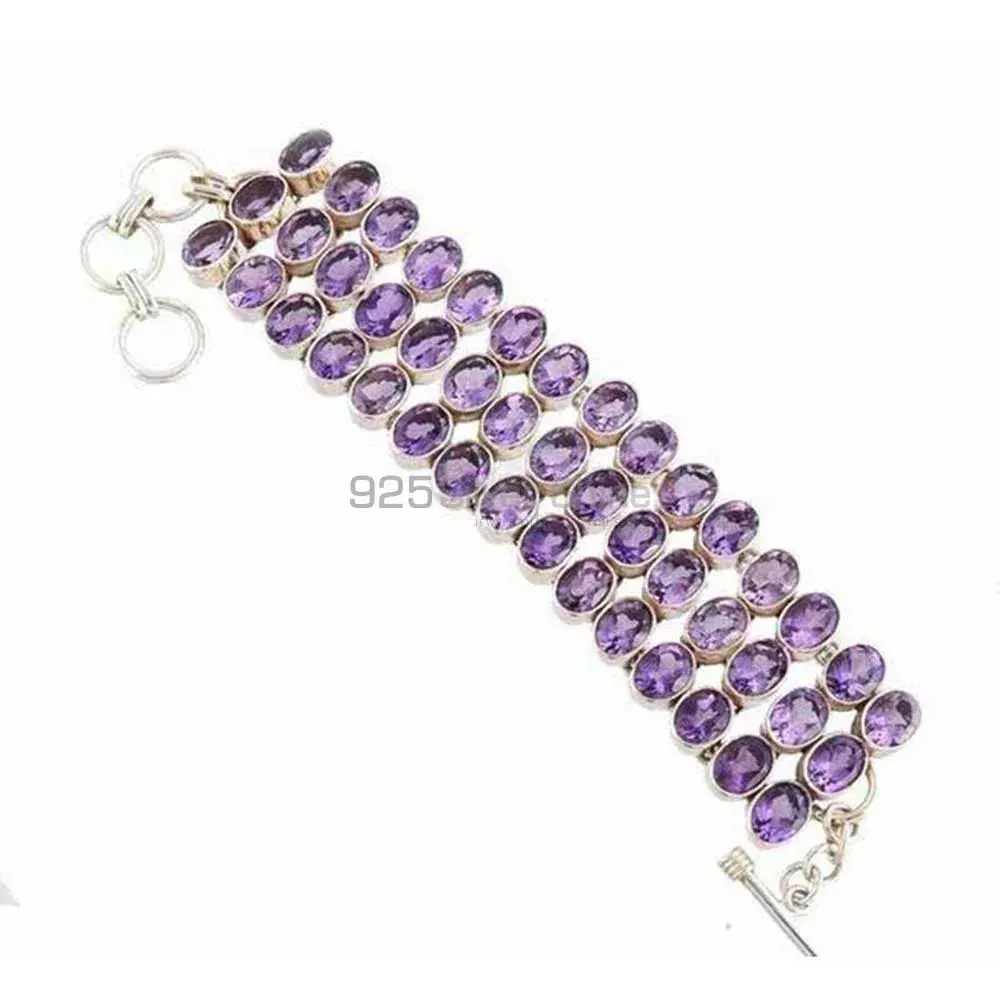 925 Sterling Silver Handmade Bracelets In Amethyst Gemstone Jewelry 925SB259-2
