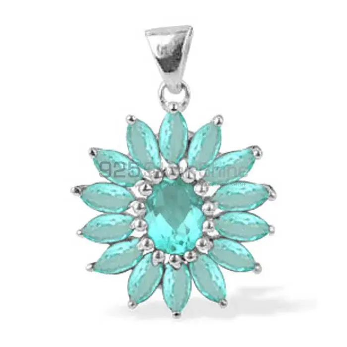 925 Sterling Silver Handmade Pendants In Blue Topaz Gemstone Jewelry 925SP1636
