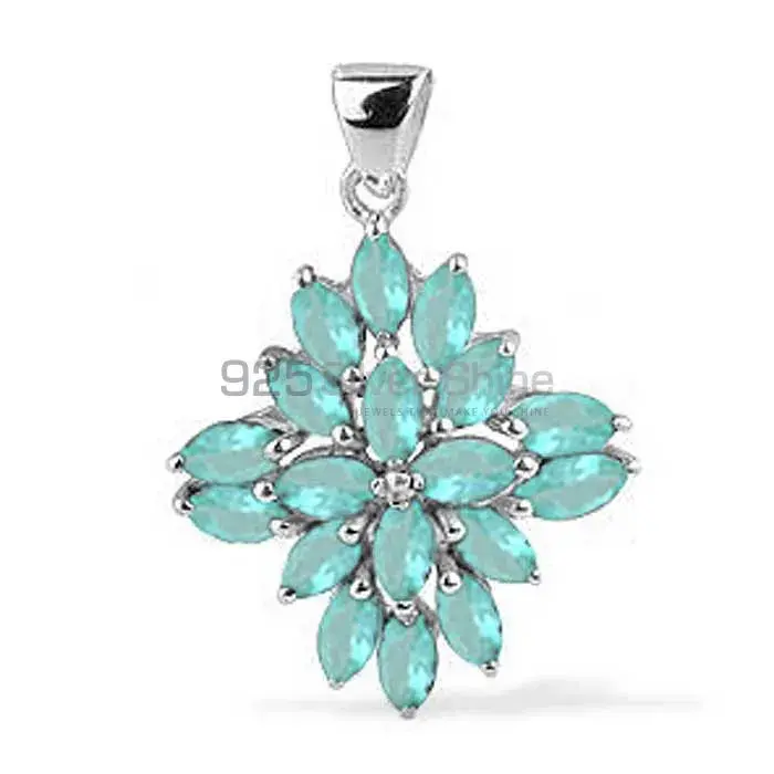 925 Sterling Silver Handmade Pendants In Blue Topaz Gemstone Jewelry 925SP1686