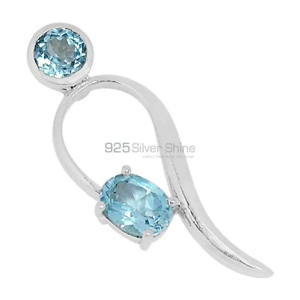 925 Sterling Silver Handmade Pendants In Blue Topaz Gemstone Jewelry 925SSP317-2_0