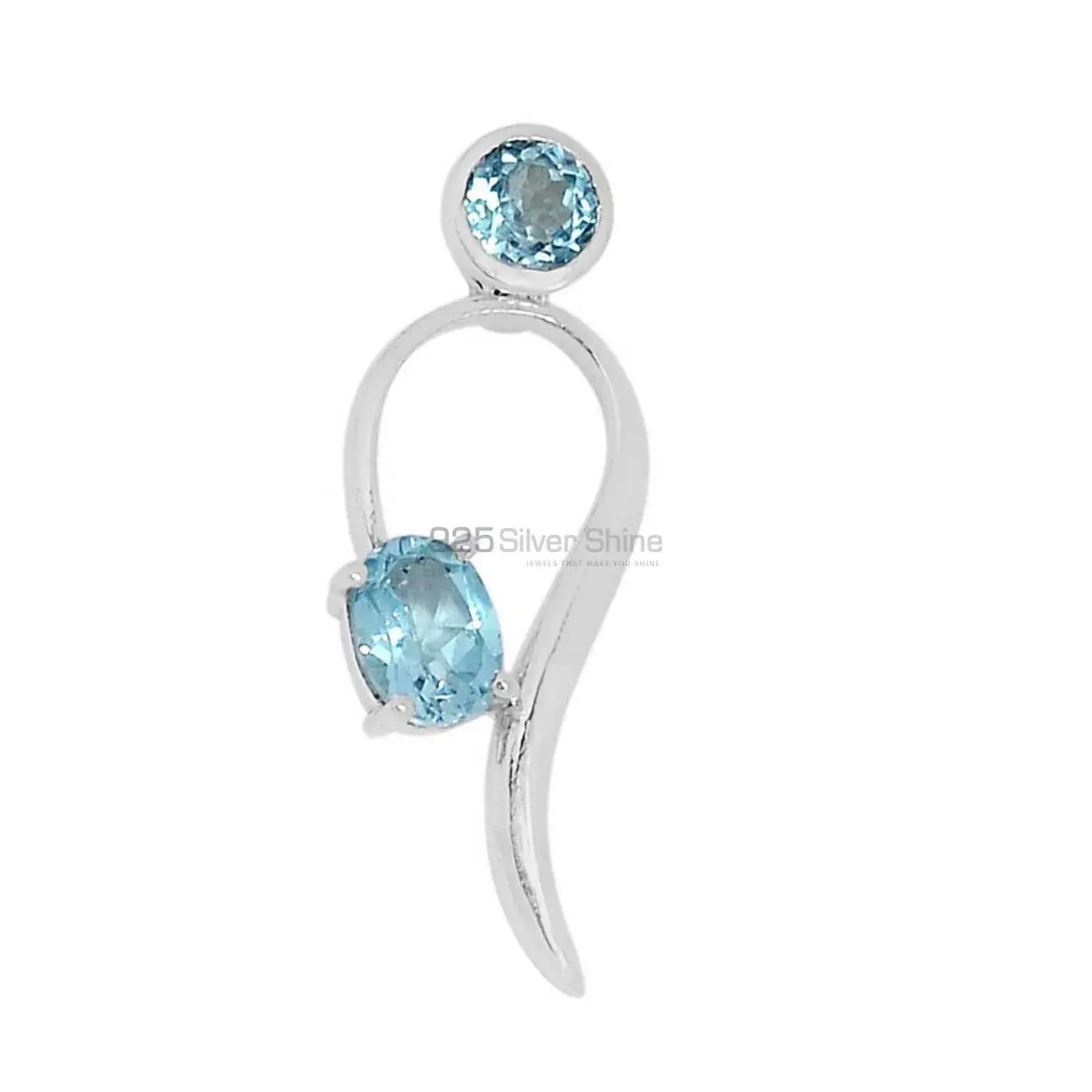 925 Sterling Silver Handmade Pendants In Blue Topaz Gemstone Jewelry 925SSP317-2_1