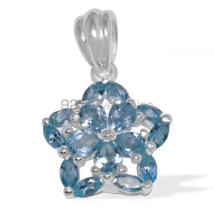 Blue Topaz Gemstone Handmade Pendants In 925 Sterling Silver Jewelry 925SP1511_0