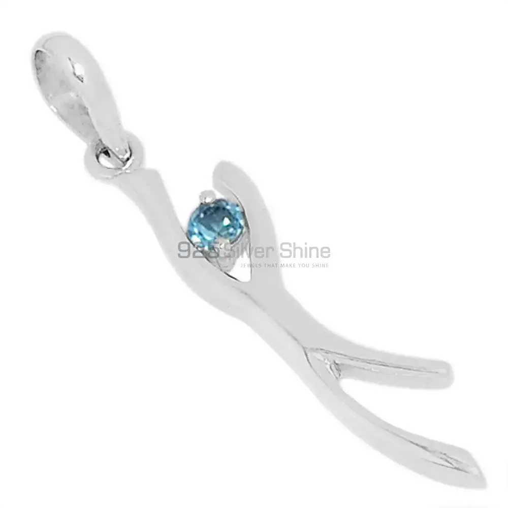 Blue Topaz Gemstone Pendants In 925 Solid Silver Jewelry 925SSP320-2