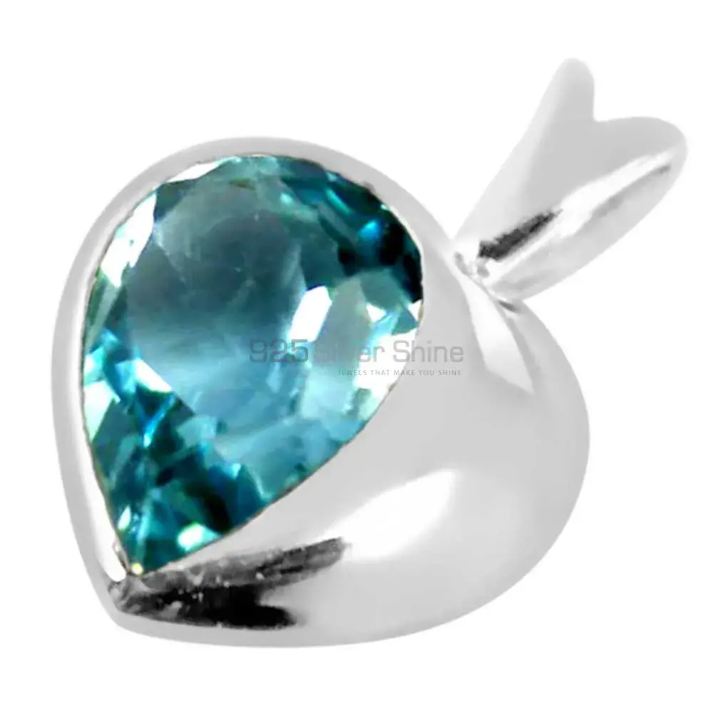 Blue Topaz Gemstone Pendants In 925 Fine Silver Jewelry 925SP260-1_1