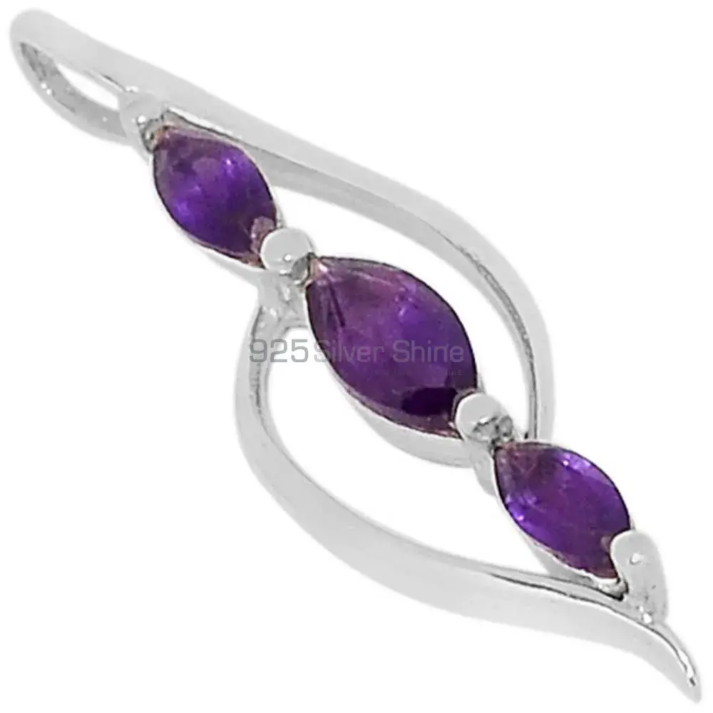 Fine Sterling Silver Pendants In Amethyst Gemstone Jewelry 925SP289
