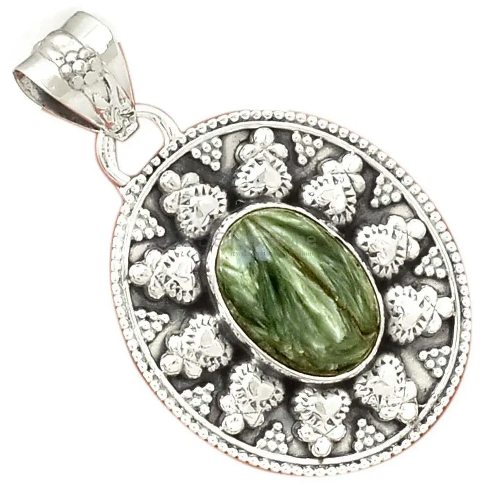 Fine Sterling Silver Pendants In Seraphinite Gemstone Jewelry 925SP073-7_0