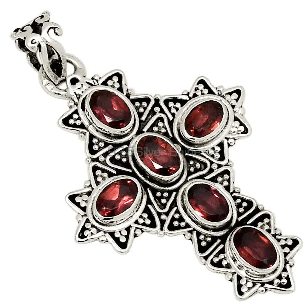 Garnet Gemstone Handmade Pendants In 925 Sterling Silver Jewelry 925SP123-2_0