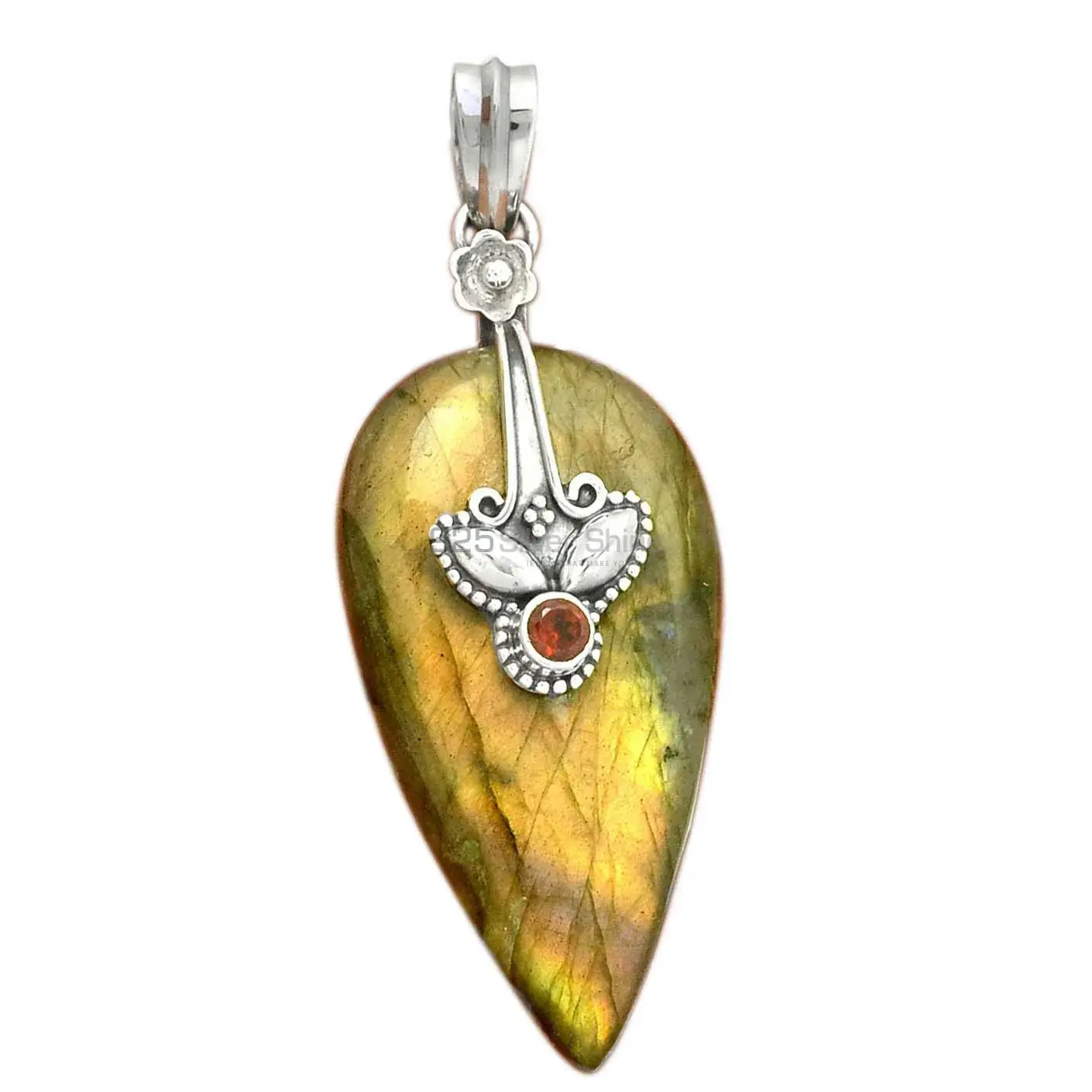 Multi Gemstone Pendants In 925 Fine Silver Jewelry 925SP18-1_2