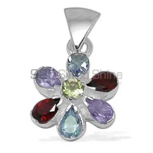 Multi Gemstone Pendants In Fine Sterling Silver Jewelry 925SP1398