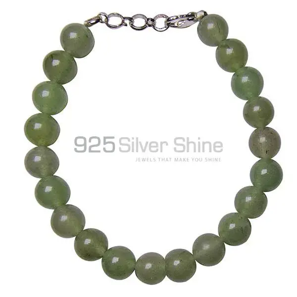 Natural Green Aventurine Gemstone Beads Bracelets 925BB125_1