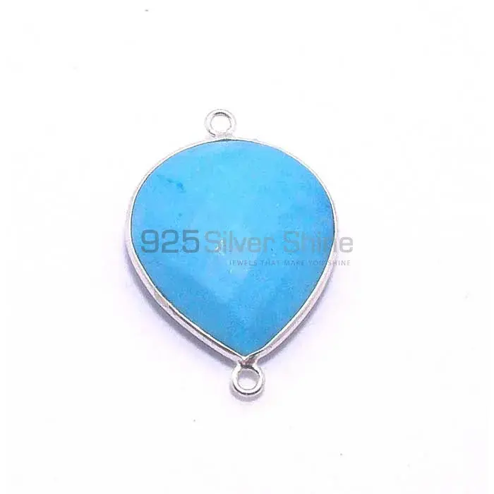 Turquoise Pear Gemstone Double Bail Bezel Sterling Silver Gemstone Connector 925GC213_3