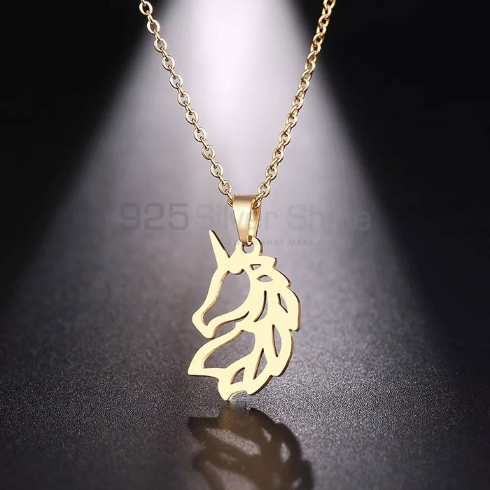 Unicorn Head Necklace , Animal Minimalist Necklace In 925 Sterling Silver AMN191_1