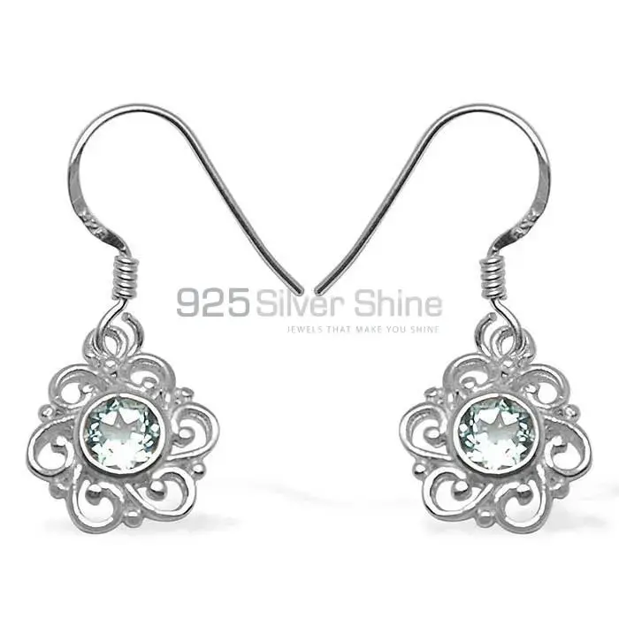925 Sterling Silver Earrings In Blue Topaz Gemstone Jewelry 925SE1065_0