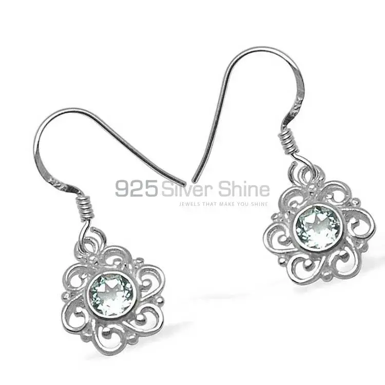 925 Sterling Silver Earrings In Blue Topaz Gemstone Jewelry 925SE1065_1
