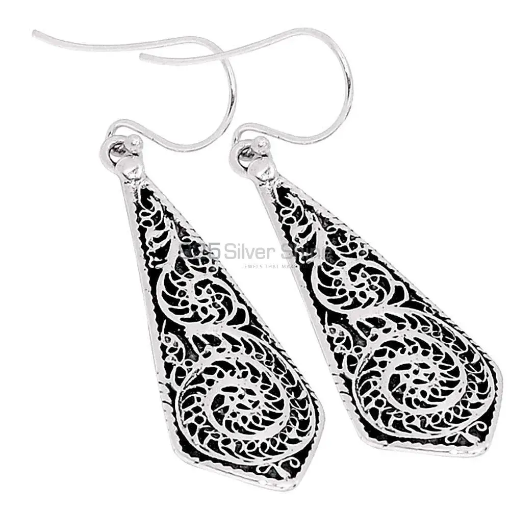 925 Sterling Silver Earrings In Silver Oxidized Jewelry 925SE2861_0