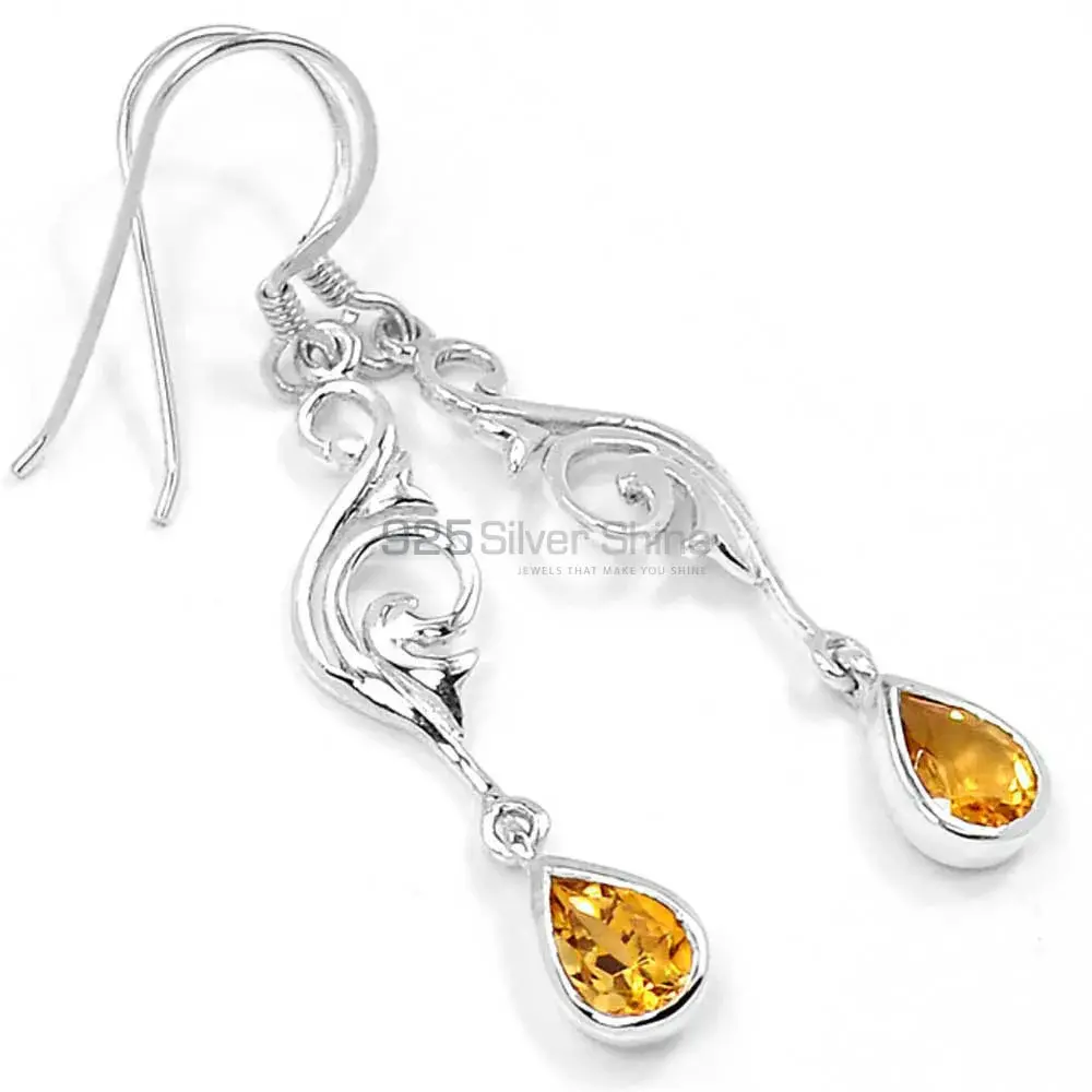 925 Sterling Silver Earrings In Citrine Gemstone Jewelry 925SE522