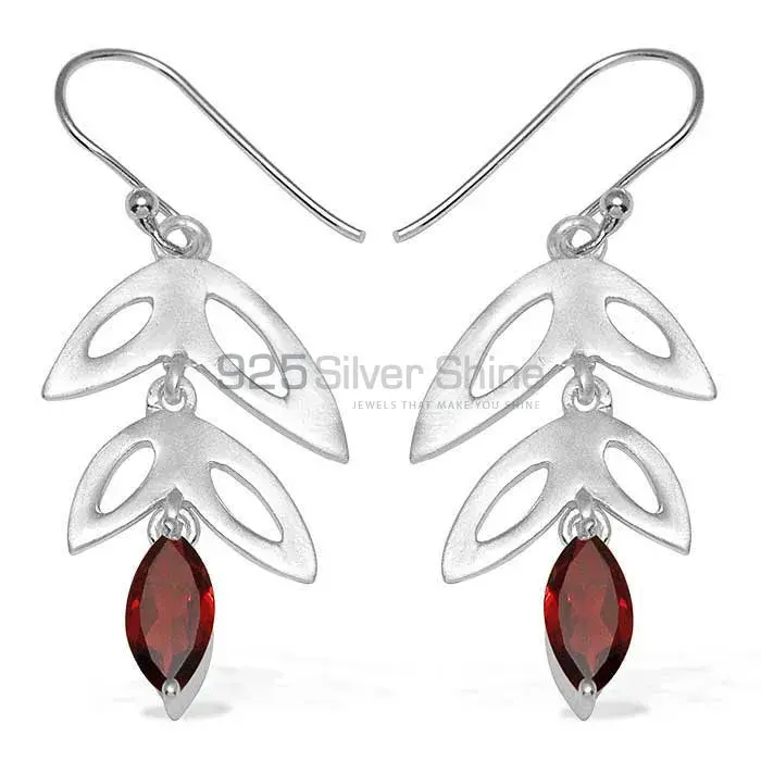 925 Sterling Silver Earrings In Garnet Gemstone Jewelry 925SE759_0