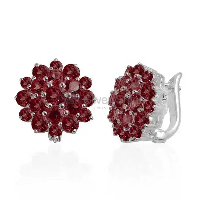 925 Sterling Silver Earrings In Garnet Gemstone Jewelry 925SE996_0