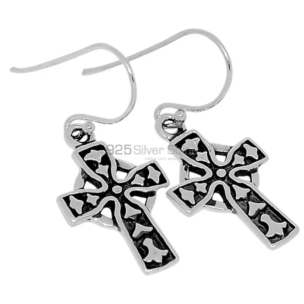 925 Sterling Silver Handmade Cross Earrings 925SE2866_0