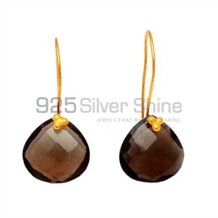 925 Sterling Silver Handmade Earrings In Smoky Quartz Gemstone Jewelry 925SE1234_0