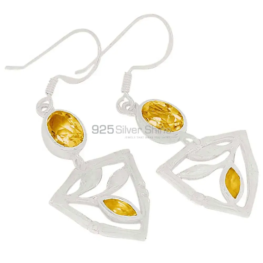 925 Sterling Silver Handmade Earrings In Citrine Gemstone Jewelry 925SE359