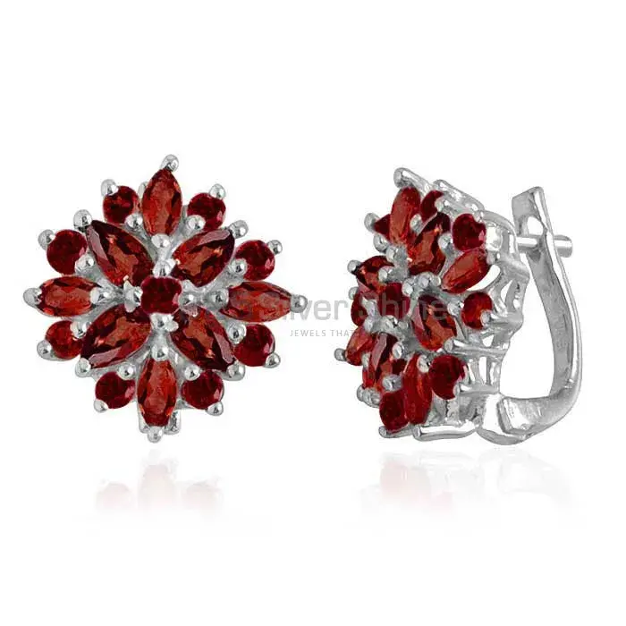 925 Sterling Silver Handmade Earrings In Garnet Gemstone Jewelry 925SE1001_0