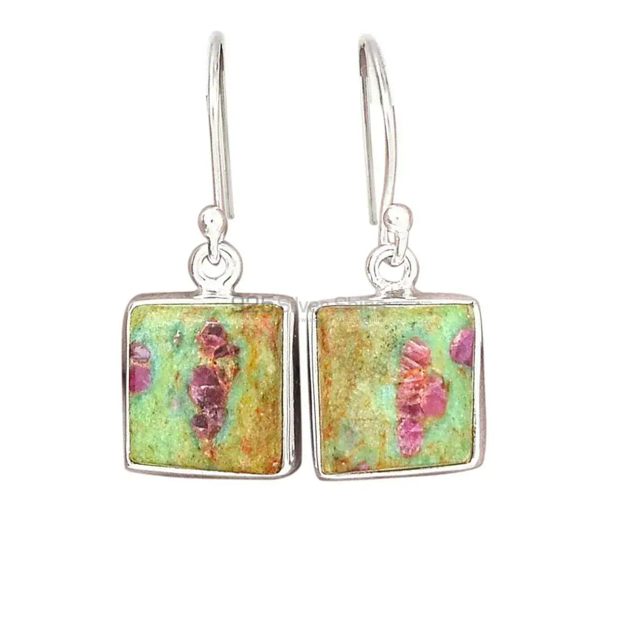 925 Sterling Silver Handmade Earrings In Ruby Zoisite Gemstone Jewelry 925SE2400_1