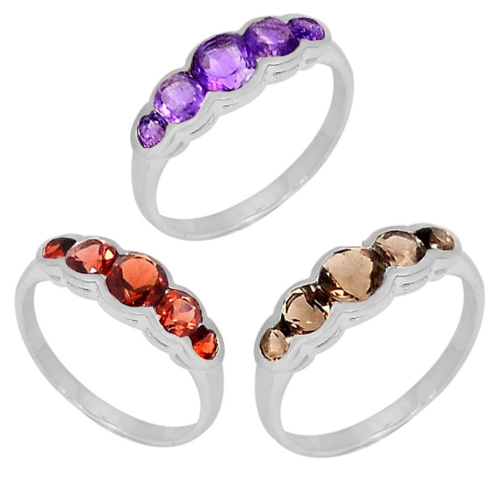 925 Sterling Silver Rings In Smoky Quartz Gemstone Jewelry 925SR900_1