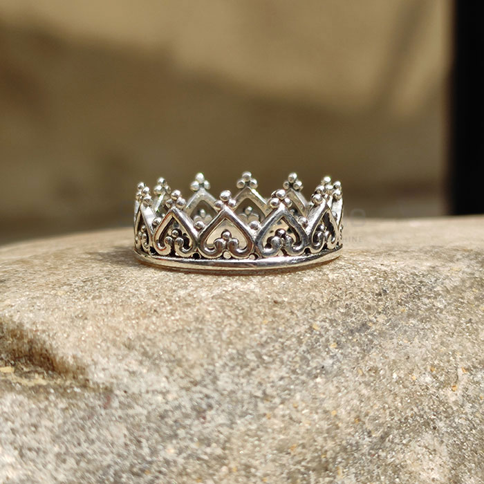Vintage Style Crown Dainty Princess Ring In Sterling Silver SSR78-1