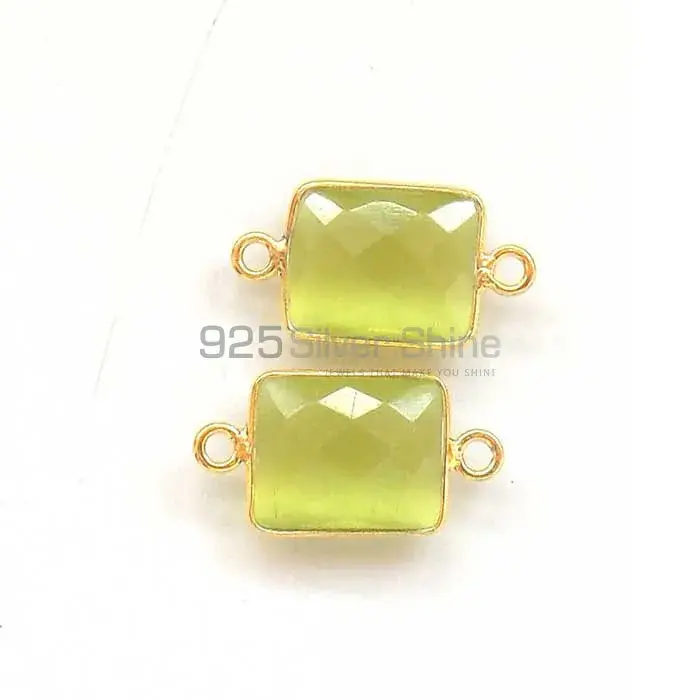 Vessonite Octagon Gemstone Double Bail Bezel Sterling Silver Gold Vermeil Gemstone Connector 925GC332_3