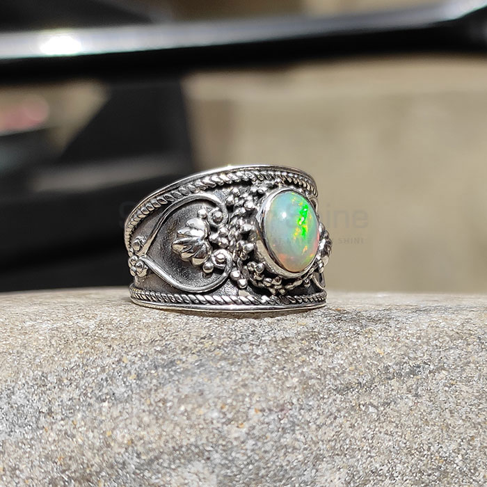 Natural Ethiopian Opal gemstone sterling silver rings SSR80