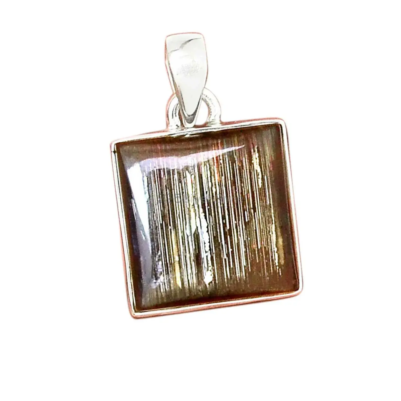 925 Solid Silver Pendants In Silver Sheen Obsidian Gemstone Jewelry 925SP164_2