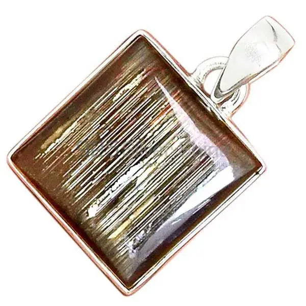 925 Solid Silver Pendants In Silver Sheen Obsidian Gemstone Jewelry 925SP164_4