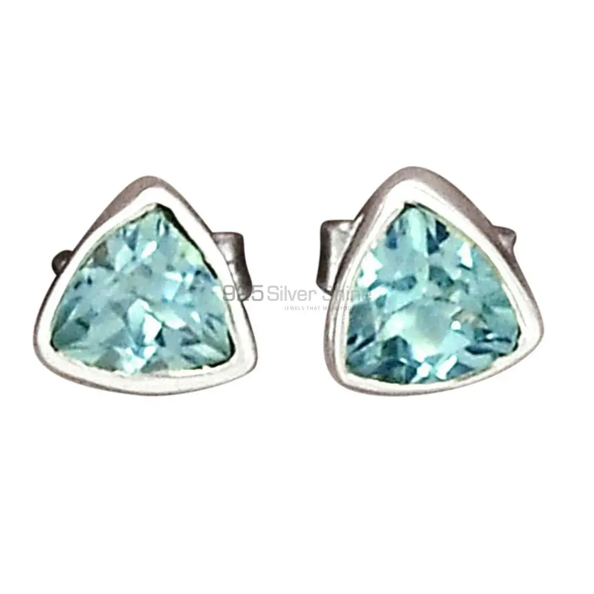 925 Sterling Silver Earrings In Genuine Blue Topaz Gemstone 925SE2761_7