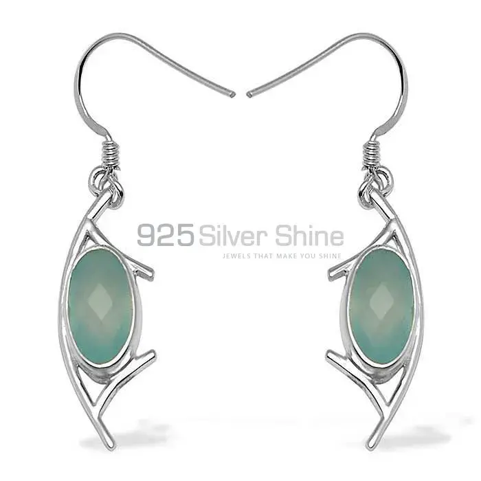 925 Sterling Silver Earrings In Genuine Chalcedony Gemstone 925SE793_0