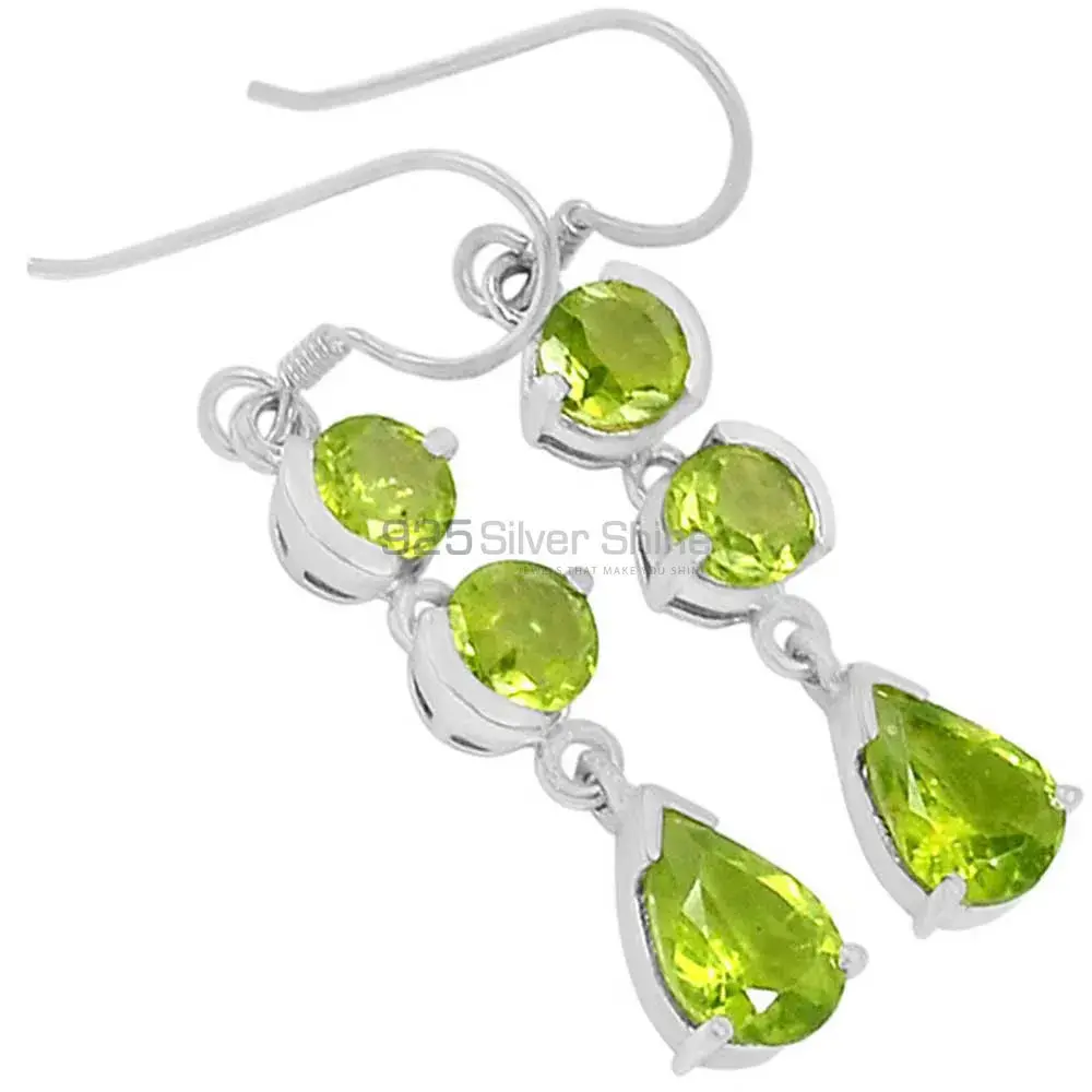 925 Sterling Silver Earrings In Genuine Peridot Gemstone 925SE477_0