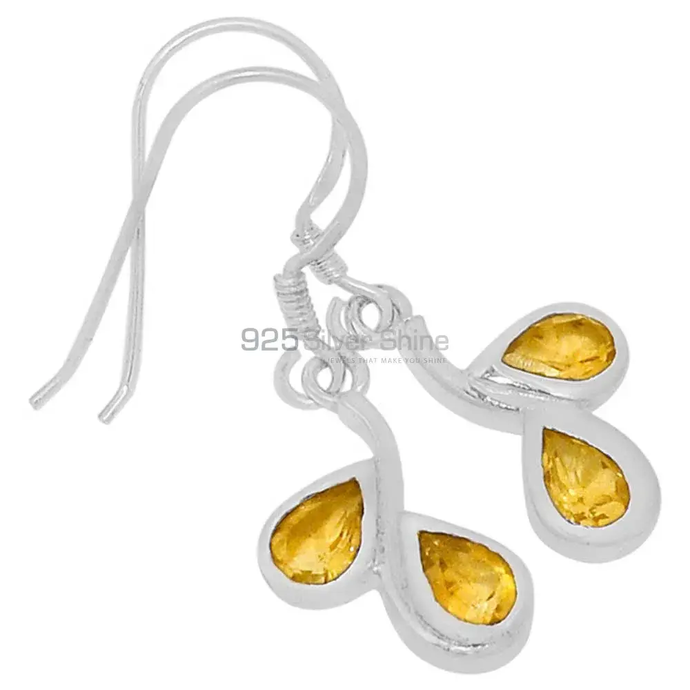 925 Sterling Silver Earrings In Natural Citrine Gemstone 925SE554_0