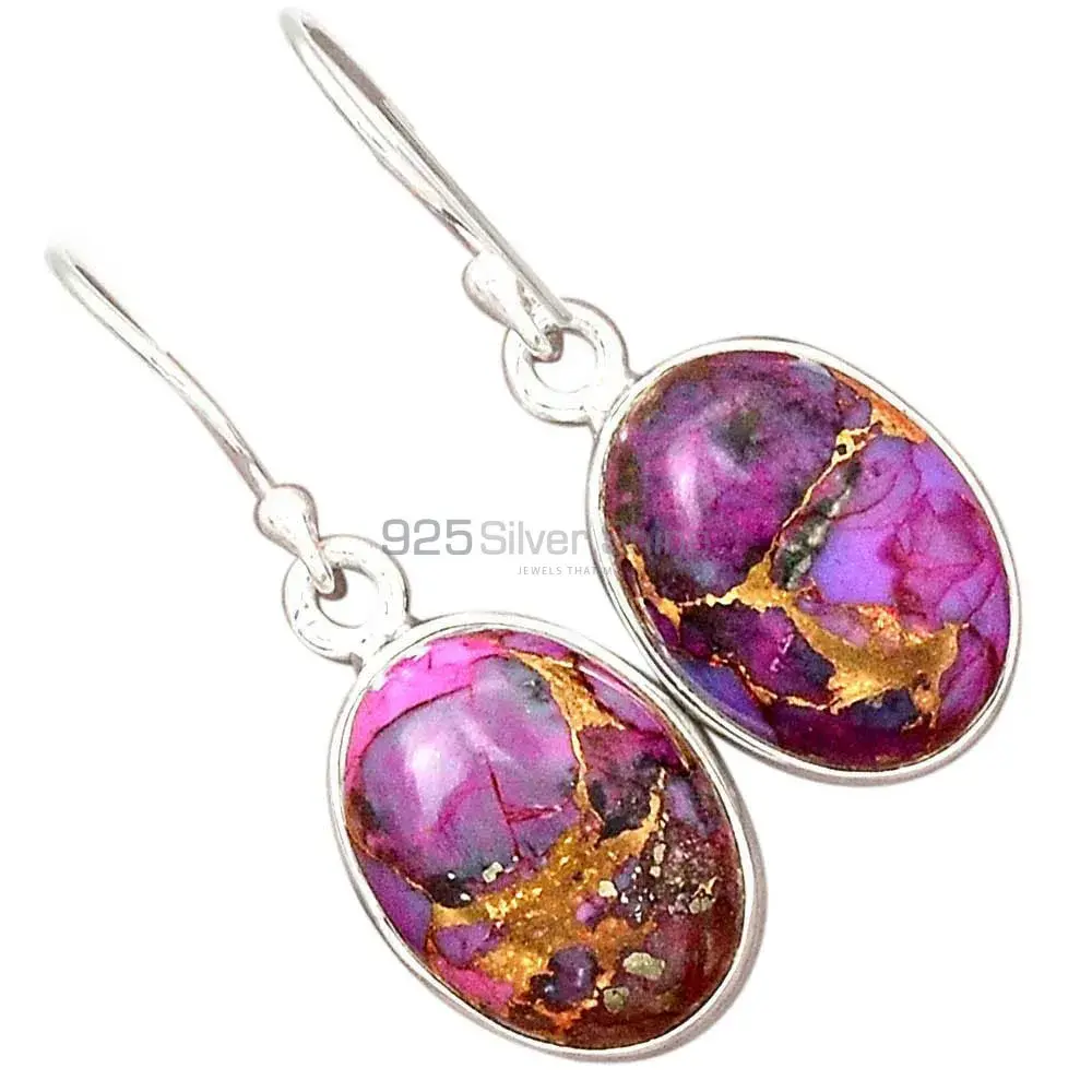 925 Sterling Silver Earrings In Natural Mohave Purple Turquoise Gemstone 925SE2348_2