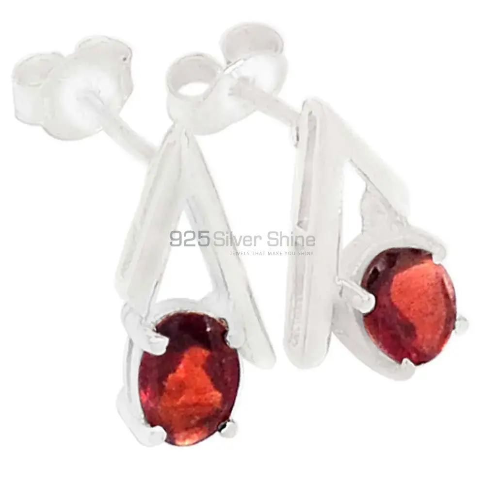 925 Sterling Silver Earrings In Semi Precious Garnet Gemstone 925SE318_0