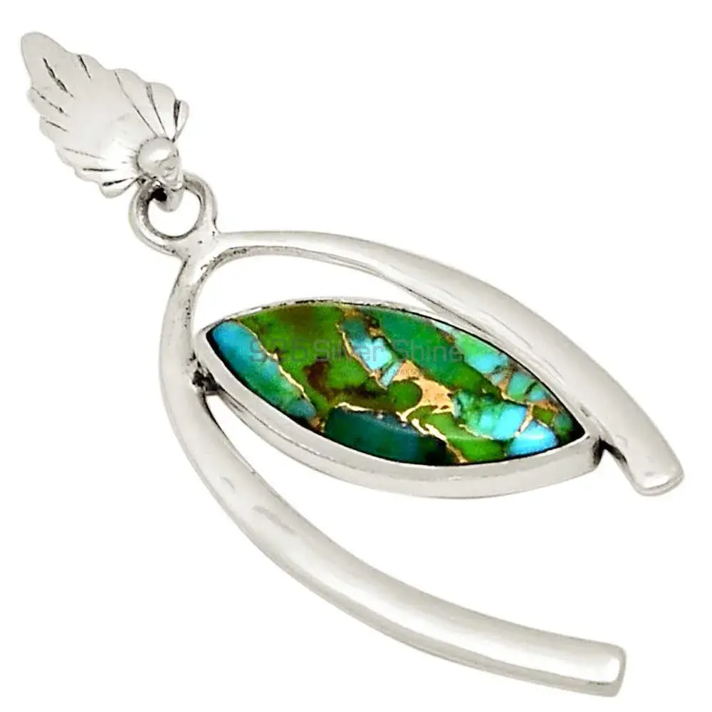 925 Sterling Silver Handmade Pendants In Copper Turquoise Gemstone Jewelry 925SP191-1_0
